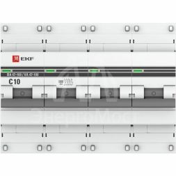 Выключатель автоматический модульный 4п C 10А 10кА ВА 47-100 PROxima EKF mcb47100-4-10C-pro