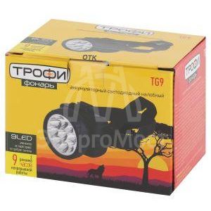 Фонарь TG9 налобный аккум. 4В 0.9А.ч 9хLED ЗУ 220В карт. упак. Трофи C0045557