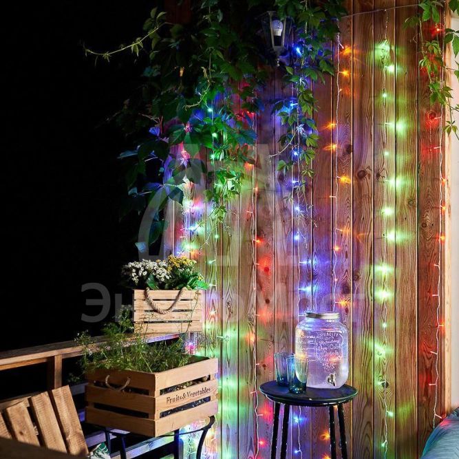 Гирлянда светодиодная &amp;quot;Светодиодный Дождь&amp;quot; 3х2м 240LED мультиколор IP20 230В свечение с динамикой провод прозр. Neon-Night 235-098