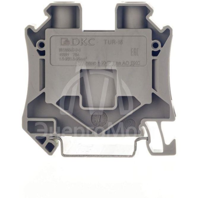 Клемма проходная винтовой зажим 2 точки подключения 16кв.мм сер. DKC TUR-16