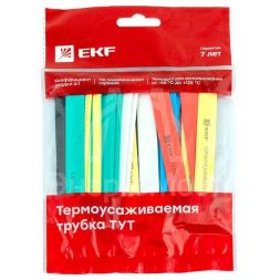 Набор трубок термоусадочных ТУТ нг тонкостен. 10/5 (7 цветов по 3шт 100мм) EKF tut-n-10