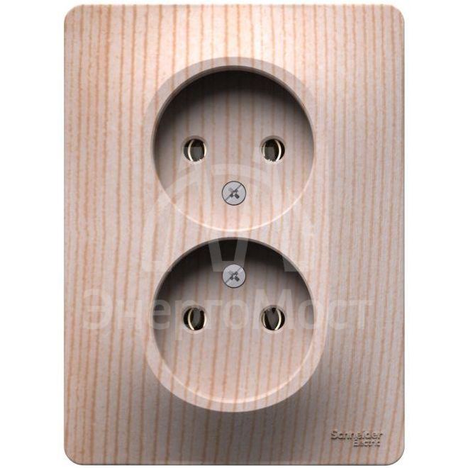 Розетка двойная Glossa 16А без заземл. в сборе сосна SE GSL001520
