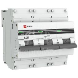 Выключатель автоматический модульный 3п C 25А 10кА ВА 47-100 PROxima EKF mcb47100-3-25C-pro