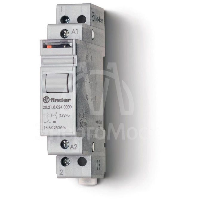 Реле модульное электромеханич. шаговое 1NO 16А 2 состояния AgNi 230В AC 17.5мм IP20 FINDER 202182300000