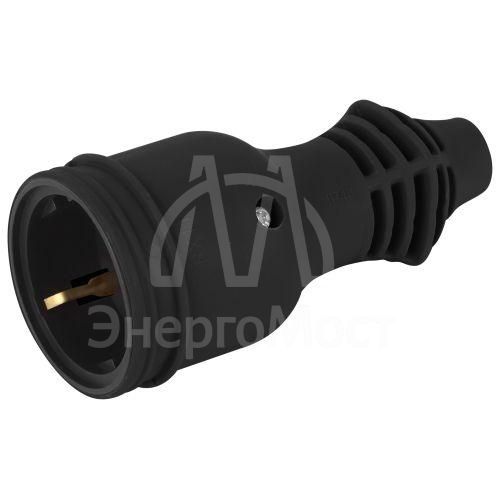 Розетка RX11-B-IP44 16А IP44 прямая с заземл. каучук черн. ЭРА Б0069325