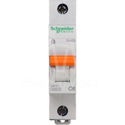 Выключатель автоматический модульный 1п C 6А 4.5кА BA63 Домовой SchE 11201