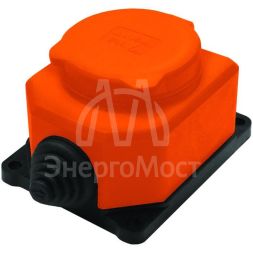 Розетка настенная 1-м 1ф &amp;quot;КОМПАКТ&amp;quot; с загл IP44 16А каучук оранж. UNIVersal 3037