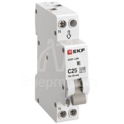 Выключатель автоматический дифференциального тока 1мод. C 25А 30мА тип AC 6кА АВДТ-63М (электрон.) PROxima EKF DA63M-25-30