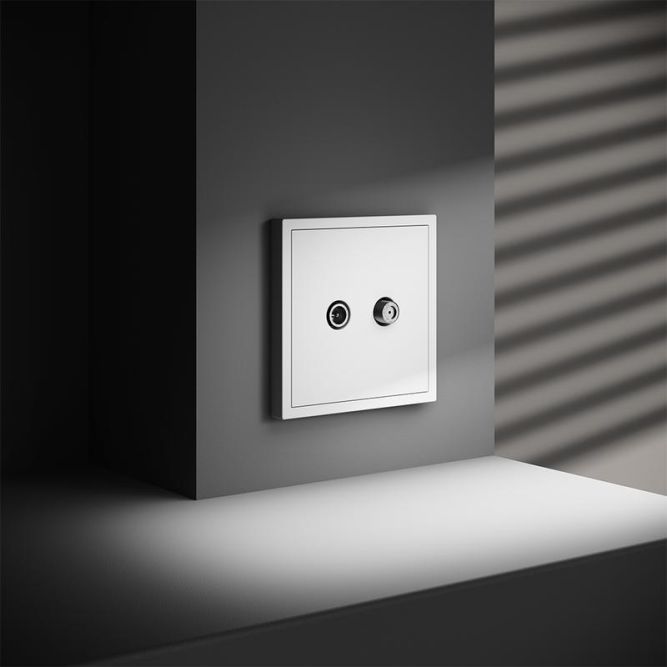 Розетка телевизионная оконечная TV + SAT 2-м СП S70 механизм бел. матов. Voltum VLS060402