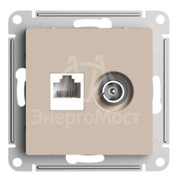 Розетка 2-м. AtlasDesign ТВ + компьютерная RJ45 кат. 5Е песочн. SE ATN001289