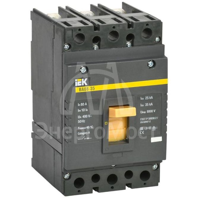 Выключатель автоматический 3п 80А 35кА ВА 88-35 IEK SVA30-3-0080