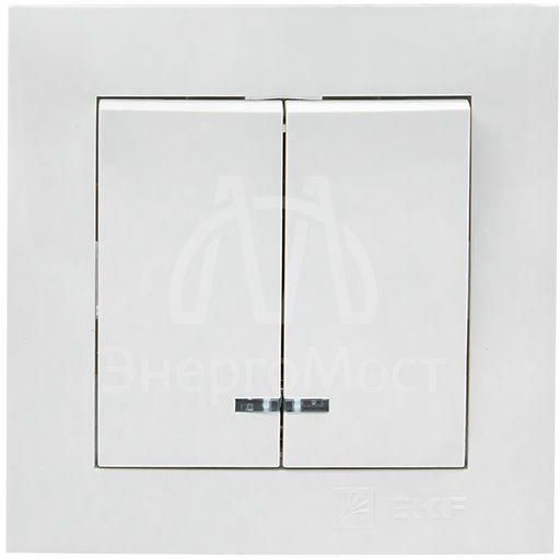 Выключатель 2-кл. СП Валенсия 10А IP20 с индикатором бел. PROxima EKF EWV10-123-10