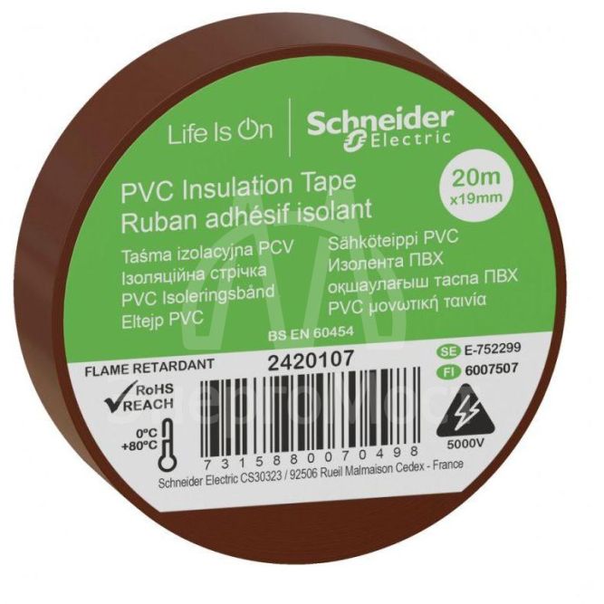 Изолента ПВХ 19мм (рул.20м) корич. SchE IMT38207