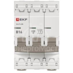 Выключатель автоматический 3п B 16А 4.5кА ВА 47-63N PROxima EKF M634316B
