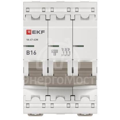 Выключатель автоматический 3п B 16А 4.5кА ВА 47-63N PROxima EKF M634316B