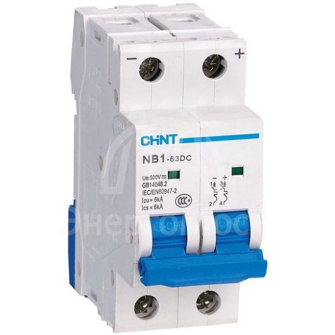 Выключатель автоматический модульный 2п C 4А 6кА NB1-63DC 500В DC (R) CHINT 182716