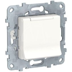 Механизм розетки UNICA NEW с защ. крышкой защ. шторки с заземл. 16А 250В IP40 бел. SchE NU503718TA