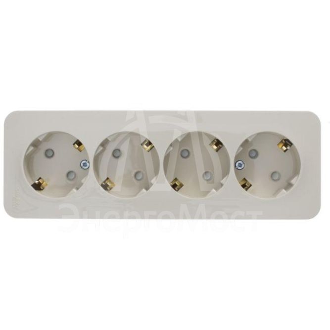 Розетка 4-м ОП BLANCA 16А 250В защ. шторки с заземл. изол. пласт. беж. SchE BLNRA011417