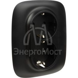 Розетка 2-м СП Valena Allure 16А IP20 250В 2х2P+E защ. шторки безвинт. клеммы с лицев. панелью антрацит Leg 753936