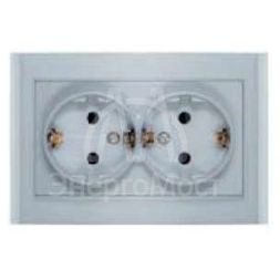 Розетка 2-м СП Бриллиант защ. шторки с заземл. серебр. UNIVersal 7949797