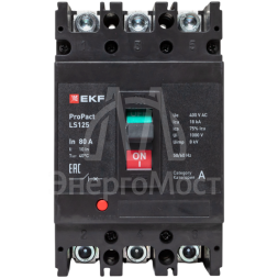 Выключатель автоматический 3п 80А 18кА LS125 ProPact EKF mccb-125-18-3-80-ls