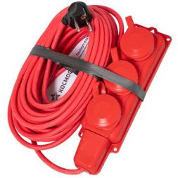 Удлинитель на каучуковой колодке 3х15м 16А IP44 250В 4кВт каучук КГ 3х2.5 красн. УХз16 Россия КОСМОС YKsm15m-3g(16A)KG-R