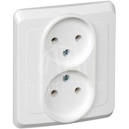 Розетка 2-м СП Этюд 16А IP20 без заземл. бел. SchE PC16-005B