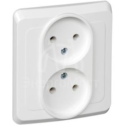 Розетка 2-м СП Этюд 16А IP20 без заземл. бел. SchE PC16-005B