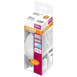 Лампа светодиодная LED STAR CLASSIC B 75 8W/840 8Вт свеча 4000К нейтр. бел. E14 806лм 220-240В матов. пласт. OSRAM 4058075210714