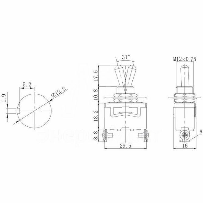 Тумблер 250В 15А (2с) ON-OFF 1п (KN-101) Rexant 36-4110