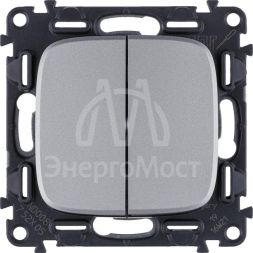 Механизм выключателя 2-кл. СП Valena Allure 10А IP20 250В с лиц. панелью безвинт. зажимы алюм. Leg 752905