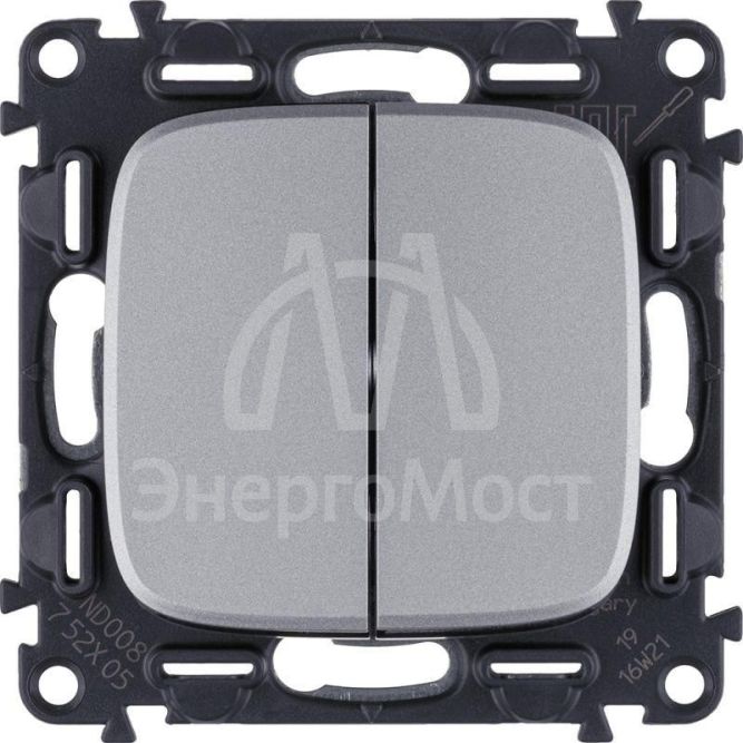 Механизм выключателя 2-кл. СП Valena Allure 10А IP20 250В с лиц. панелью безвинт. зажимы алюм. Leg 752905
