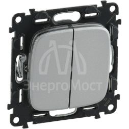 Механизм выключателя 2-кл. СП Valena Allure 10А IP20 250В с лиц. панелью безвинт. зажимы алюм. Leg 752905