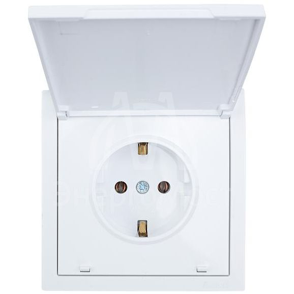 Розетка 1-мест. с/з с крышкой СП ZIMA 16А ПБТ безвинт. зажим бел. LEZARD 704-0288-123BQC