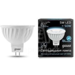 Лампа светодиодная Black MR16 5Вт 4100К бел. GU5.3 530лм 150-265В FROST Gauss 101505205