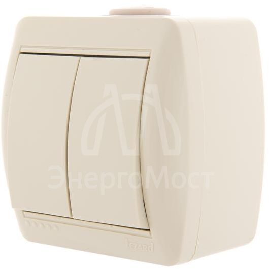 Выключатель 2-кл. ОП Ната 10А IP20 крем. LEZARD 710-0300-101