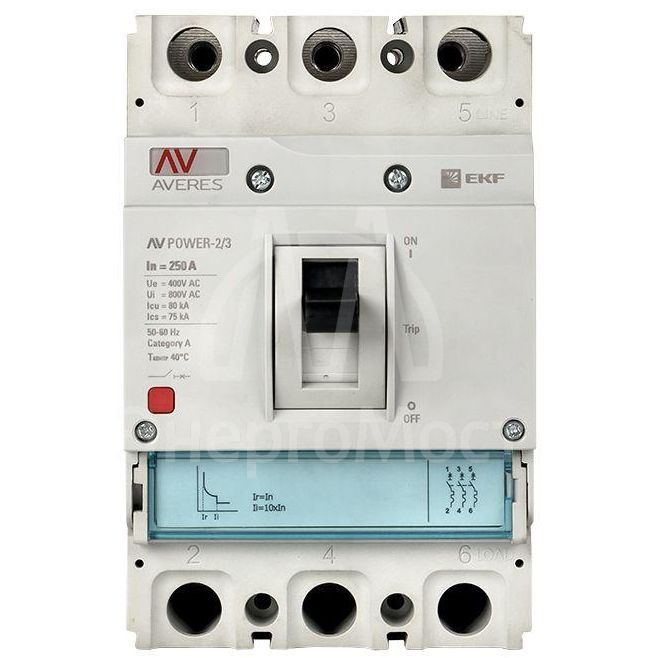 Выключатель автоматический 3п 250А 35кА AV POWER-2/3 TR AVERES EKF mccb-23-250-TR-av