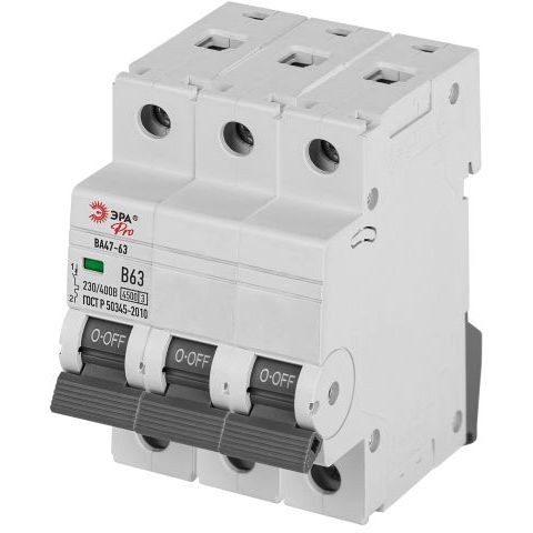 Выключатель автоматический 3п C 10А 4.5кА ВА47-63 PRO ЭРА Б0059435