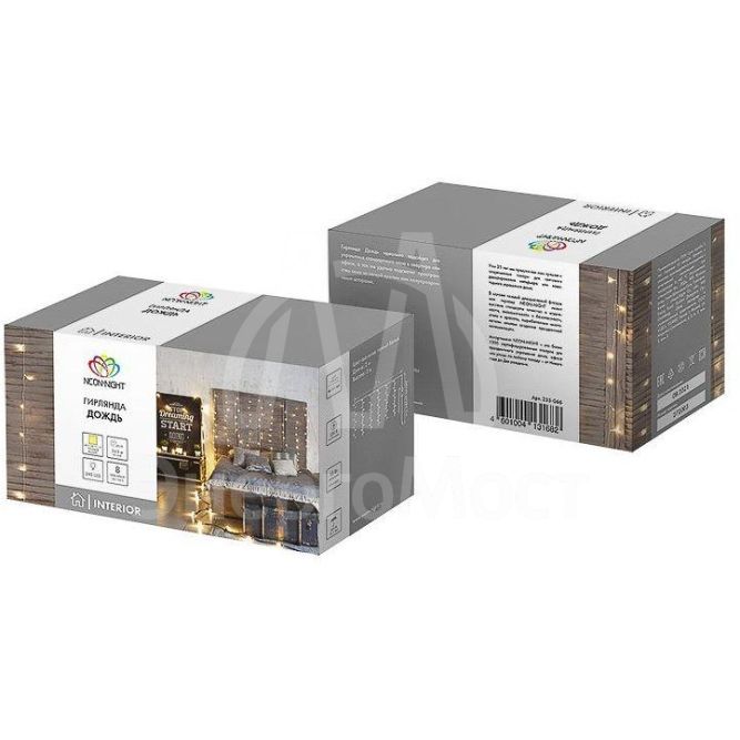 Гирлянда светодиодная &amp;quot;Светодиодный Дождь&amp;quot; 3х2м 240LED тепл. бел. IP20 230В свечение с динамикой провод прозр. Neon-Night 235-092