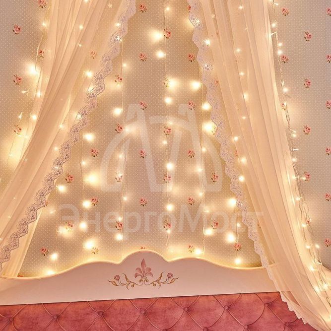 Гирлянда светодиодная &amp;quot;Светодиодный Дождь&amp;quot; 3х2м 240LED тепл. бел. IP20 230В свечение с динамикой провод прозр. Neon-Night 235-092