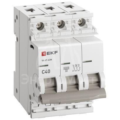 Выключатель автоматический 3п C 40А 6кА ВА 47-63N EKF PROxima EKF M636340C