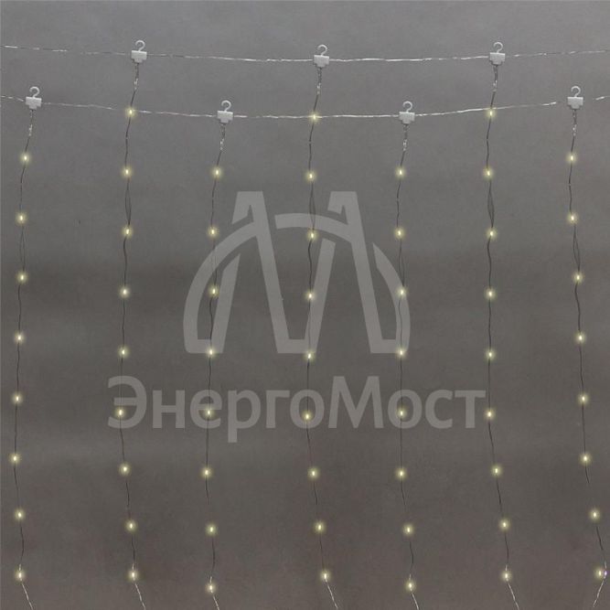 Гирлянда &amp;quot;Светодиодный дождь&amp;quot; из росы 3х2м USB+пульт управления с крючками для крепления теплый бел. Neon-Night 315-876