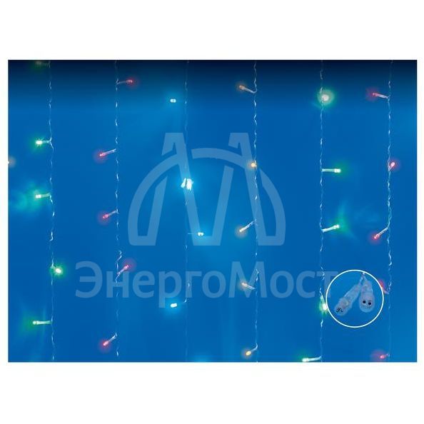 Занавес LED с эффектом мерцания ULD-C3020-240/TTK MULTI IP44 3х2м соед. 240 сдиодов разноцвет. свет провод прозр. Uniel UL-00007216