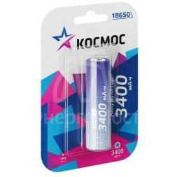 Аккумулятор 18650 Li-ion 3400мА.ч без защиты (блист.1шт) КОСМОС KOC18650Li-ion34UBL1