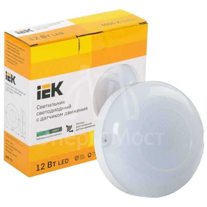 Светильник светодиодный ДПО 1002 12Вт 4000К IP54 с акуст. датчиком IEK LDPO3-1002-012-4000-K01