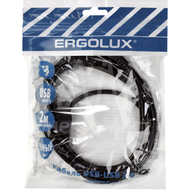 Кабель удлинитель USB ELX-EC01P-USB USB (АМ)-USB (AF) 2м PVC пакет черн. Ergolux 15298