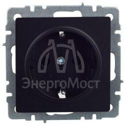 Розетка BRITE РС14-1-0-БрЧ 16А с заземл. защ. шторки черн. IEK BR-R14-16-K02