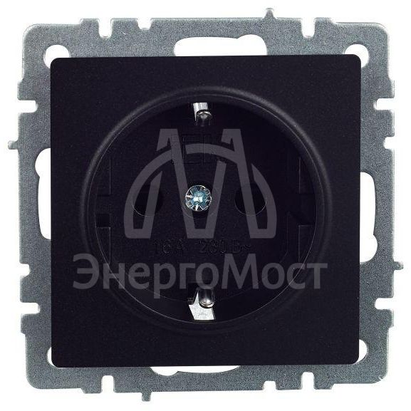Розетка BRITE РС14-1-0-БрЧ 16А с заземл. защ. шторки черн. IEK BR-R14-16-K02