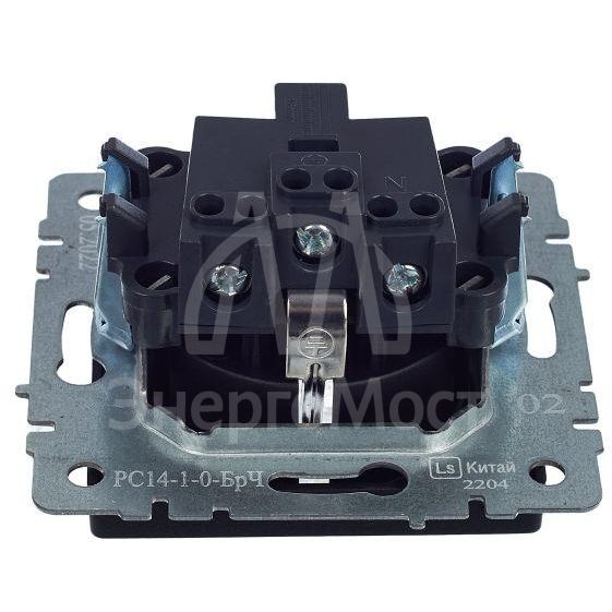 Розетка BRITE РС14-1-0-БрЧ 16А с заземл. защ. шторки черн. IEK BR-R14-16-K02