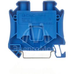 Клемма проходная винтовой зажим 2 точки подключения 16кв.мм син. DKC TUR-16-BU